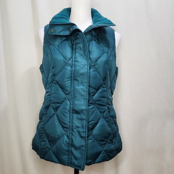 Eddie Bauer Premium Goose Down Sleeveless Puffer Vest Zipper Teal Green, Small - Picture 1 of 9